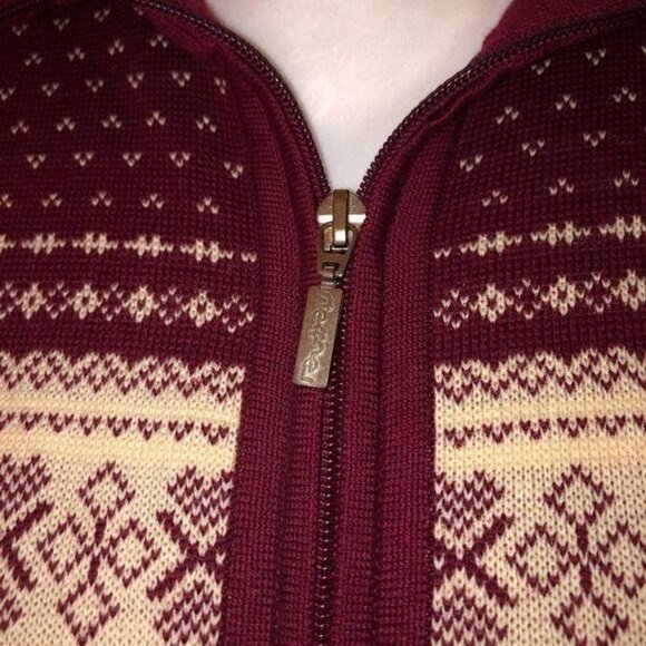 Steffner Sweater Womens Pure Wool Made In Austria Full Zipper Red Maroon - Picture 7 of 13